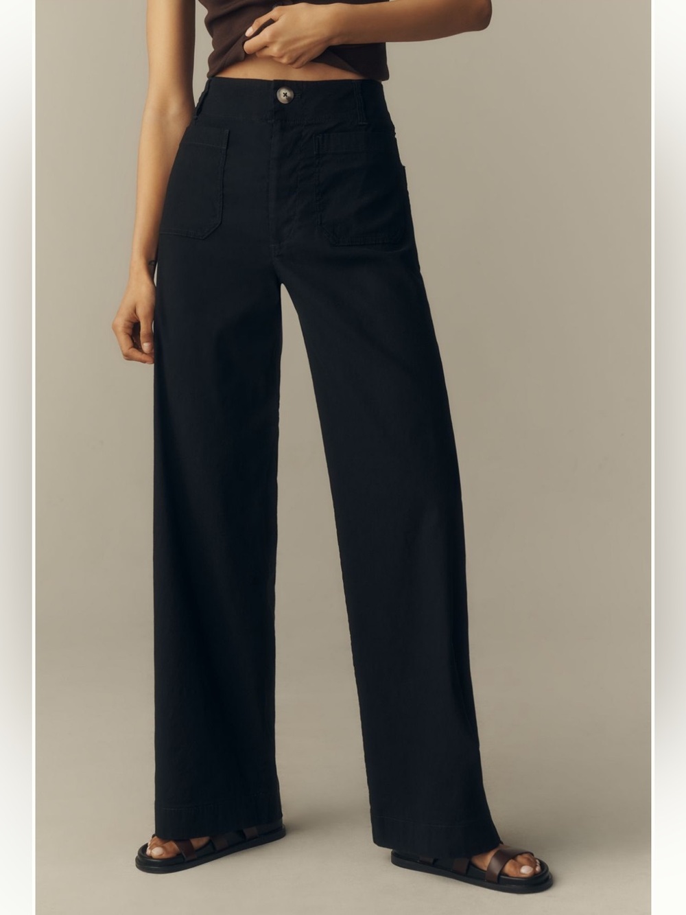 MAEVE The Colette Magic Fabric Full Length Wide-Leg Pants Black Size 26